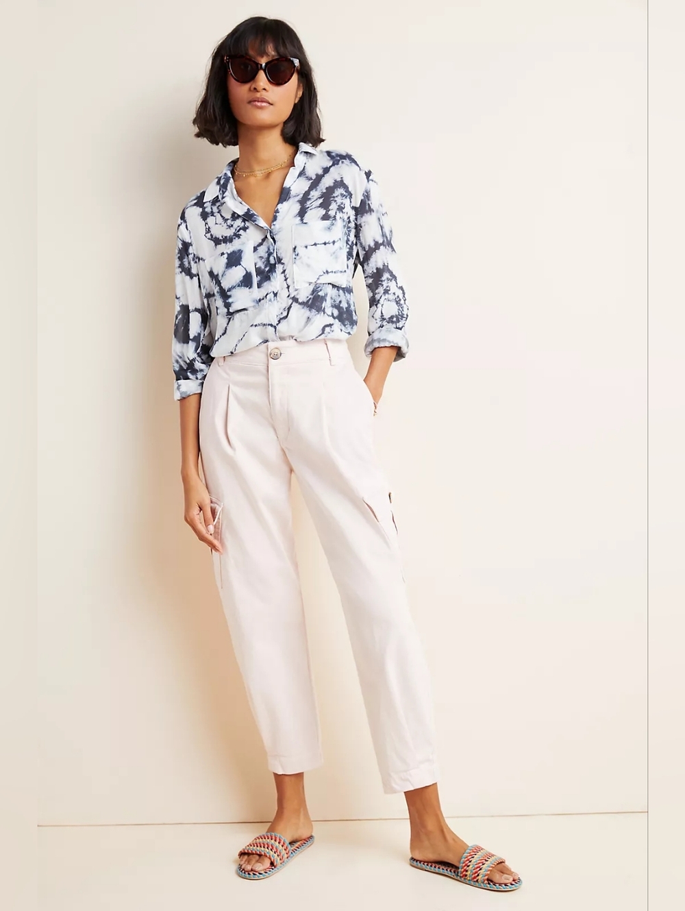 NWT Anthropologie Amadi Laurie Cargo Harem Pants In White Sz L